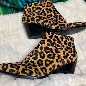 Bleaker and Bond leopard fur ankle booties no box included size 7
